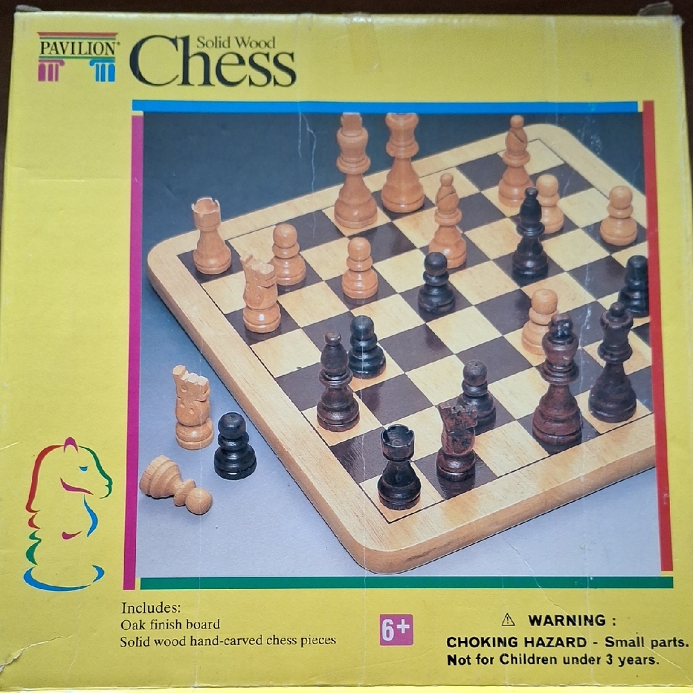 Solid Wood Chess Set - Brown and Black